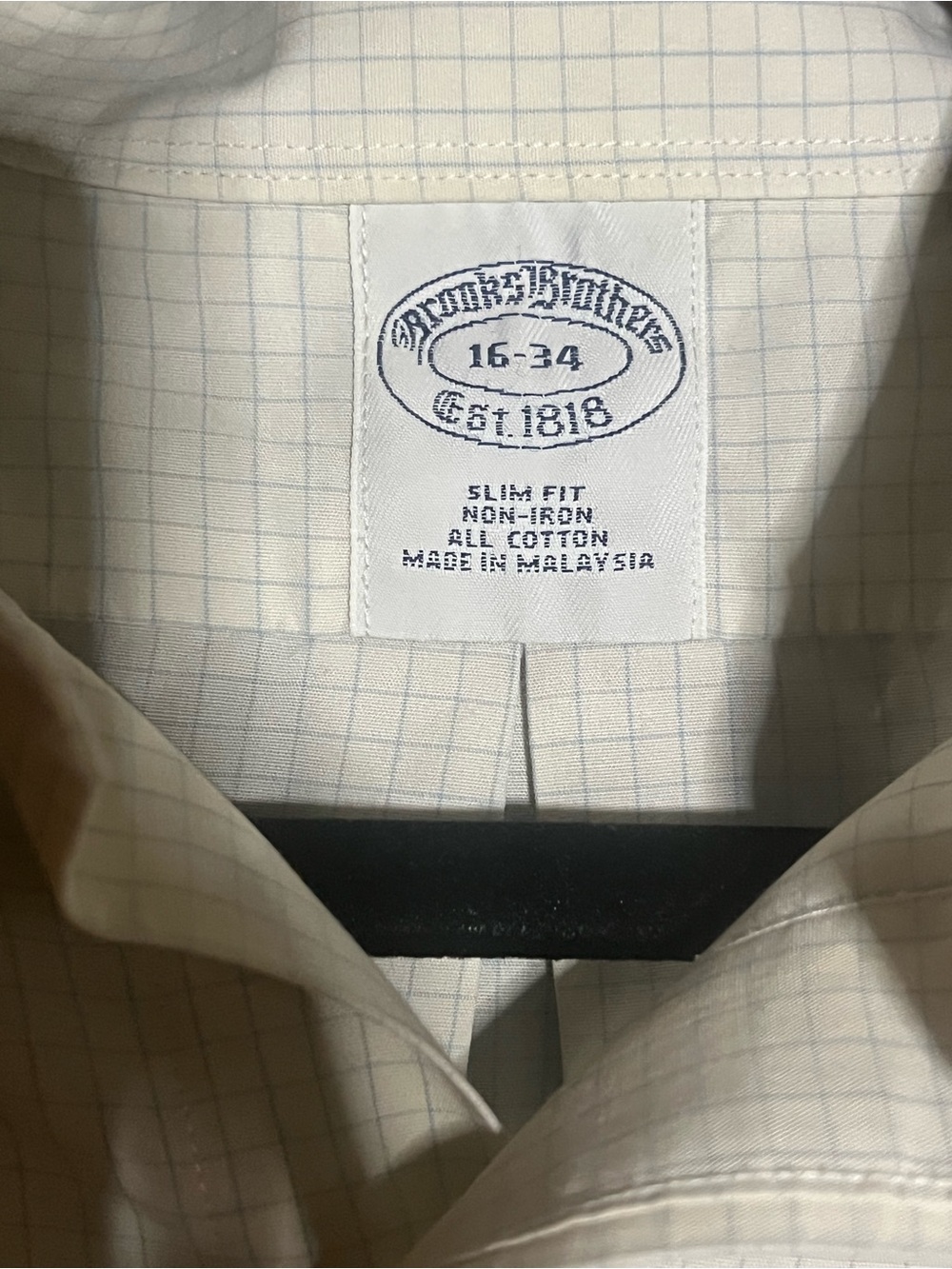 Brooks Brothers White Dress Shirt with Light Blue Windowpane